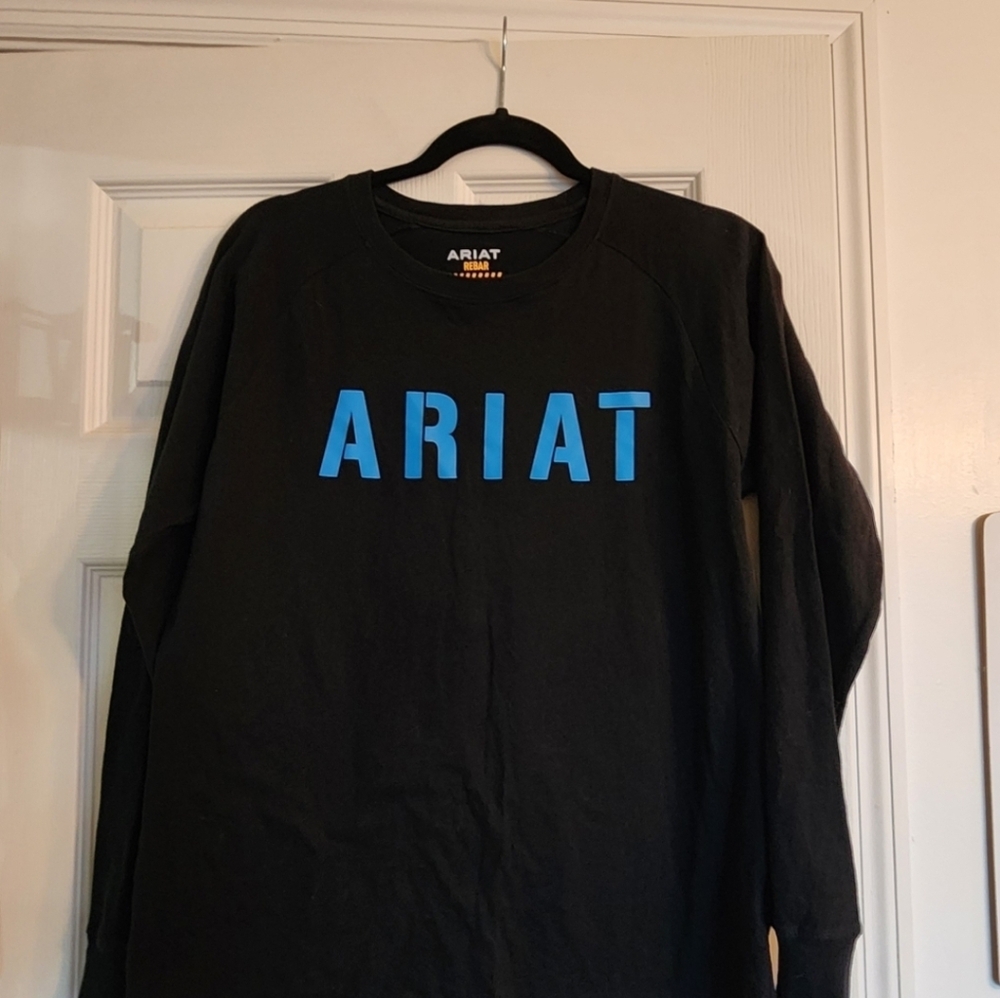 Ariat Black Long Sleeve Tee with Blue Logo. NWOT